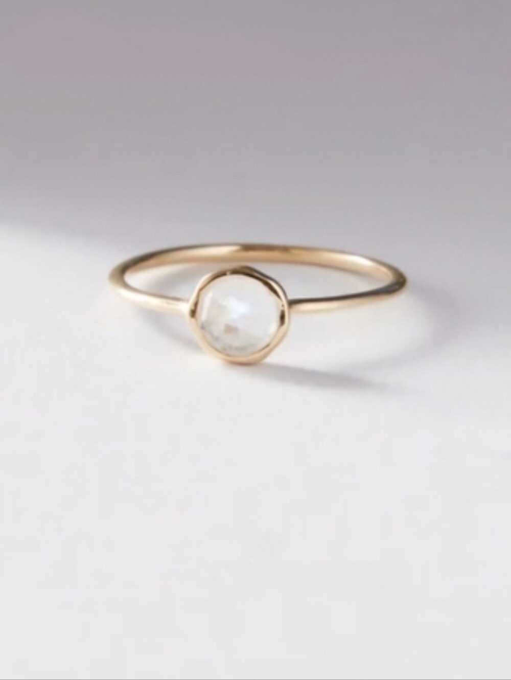 Bluboho 10k Solid Yellow Gold Mood Ring Moonstone Stackable Ring
